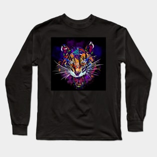 Tiger digital colorful illustration sketch Long Sleeve T-Shirt